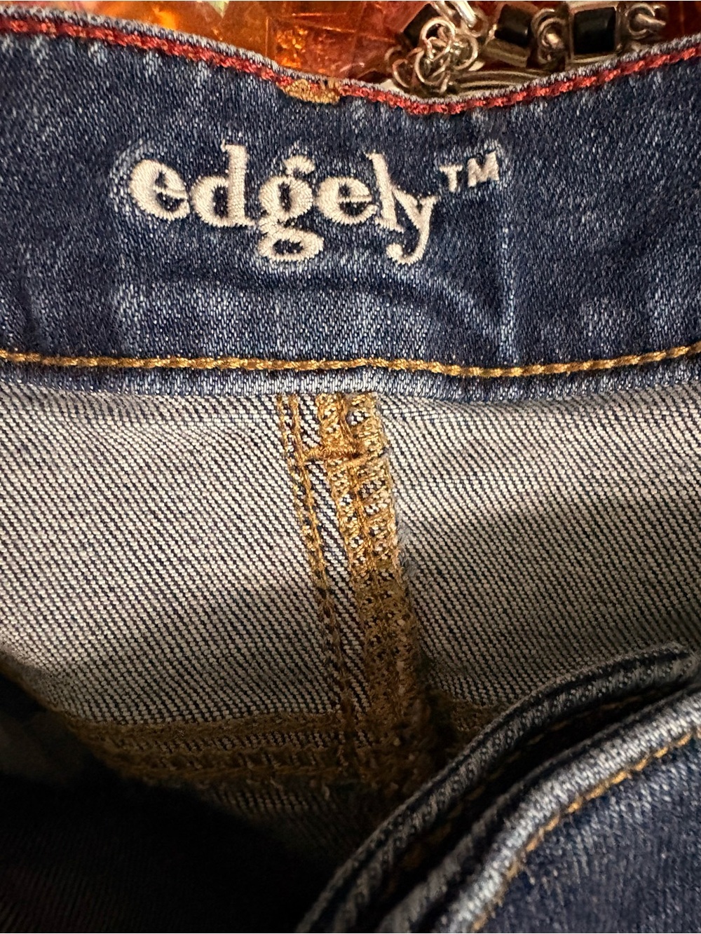 High-Rise Button-Fly Jeans — Dark Blue - Picture 8 of 10